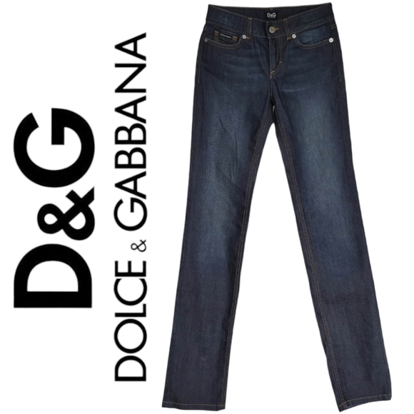 D&G Denim - D&G Dolce & Gabbana Women's Low Rise Jeans 24x34 "Lovely" Straight Dark Like New
